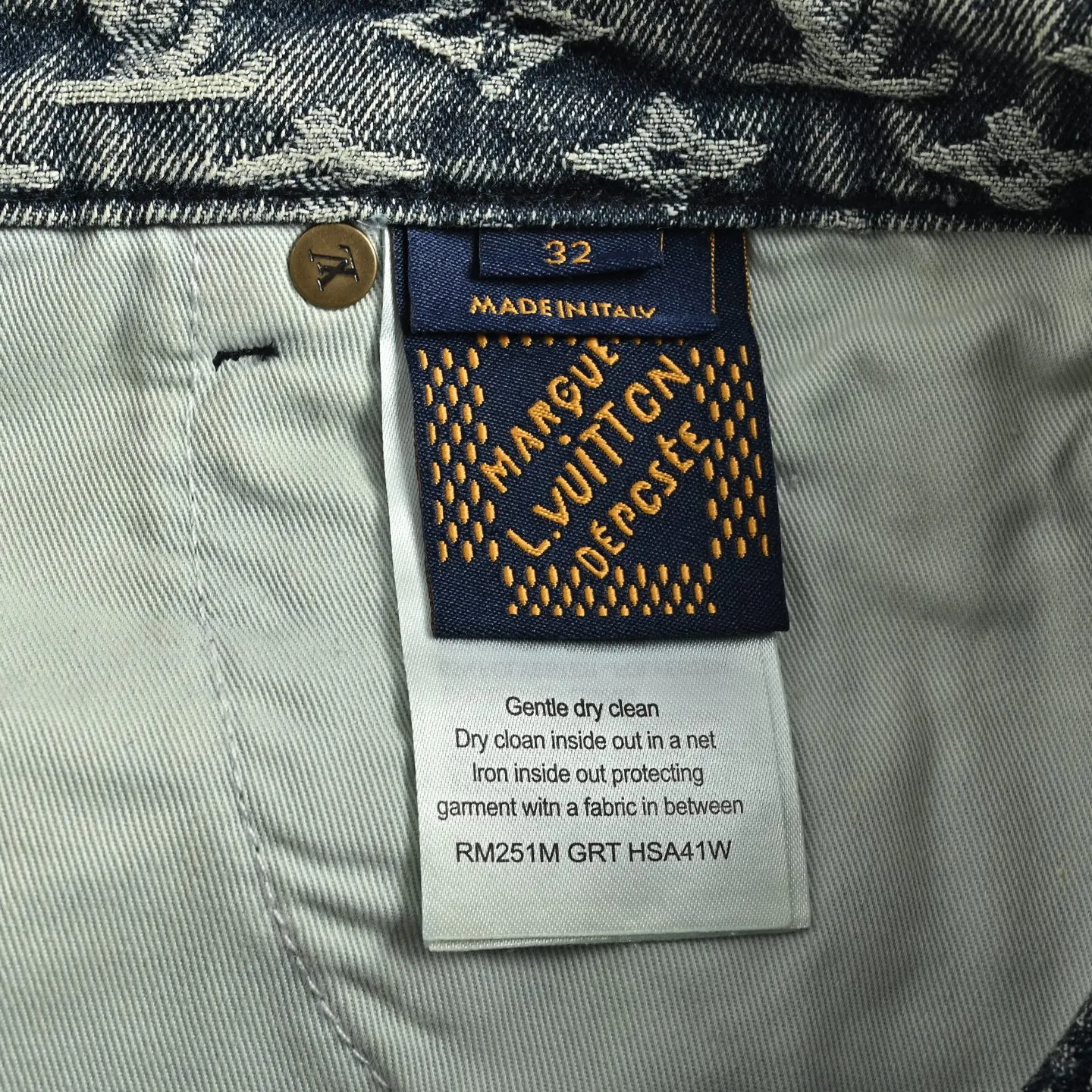 Louis Vuitton/Louis Vuitton love leather brand old flower jacquard jeans